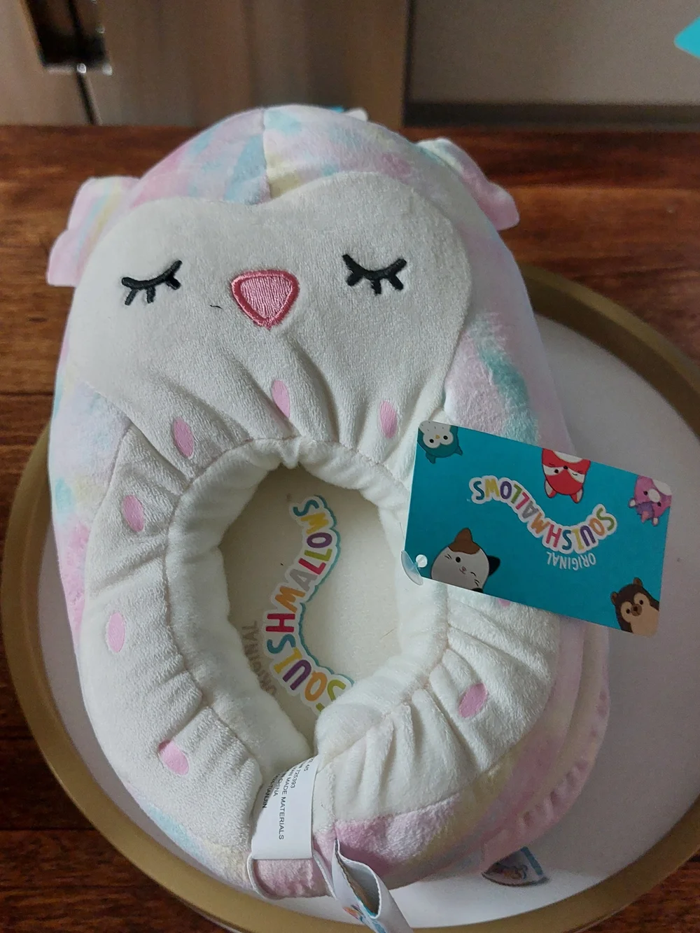 Squishmallows Pastel Tie-Dye Bunny Slipper - Pink, Cream, Mint